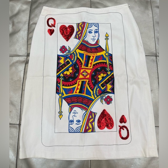SUPER RARE MOSCHINO PLAYING CARDS QUEEN PENCIL SKIRT USA 8 FRAN VEGAS - Picture 4 of 8